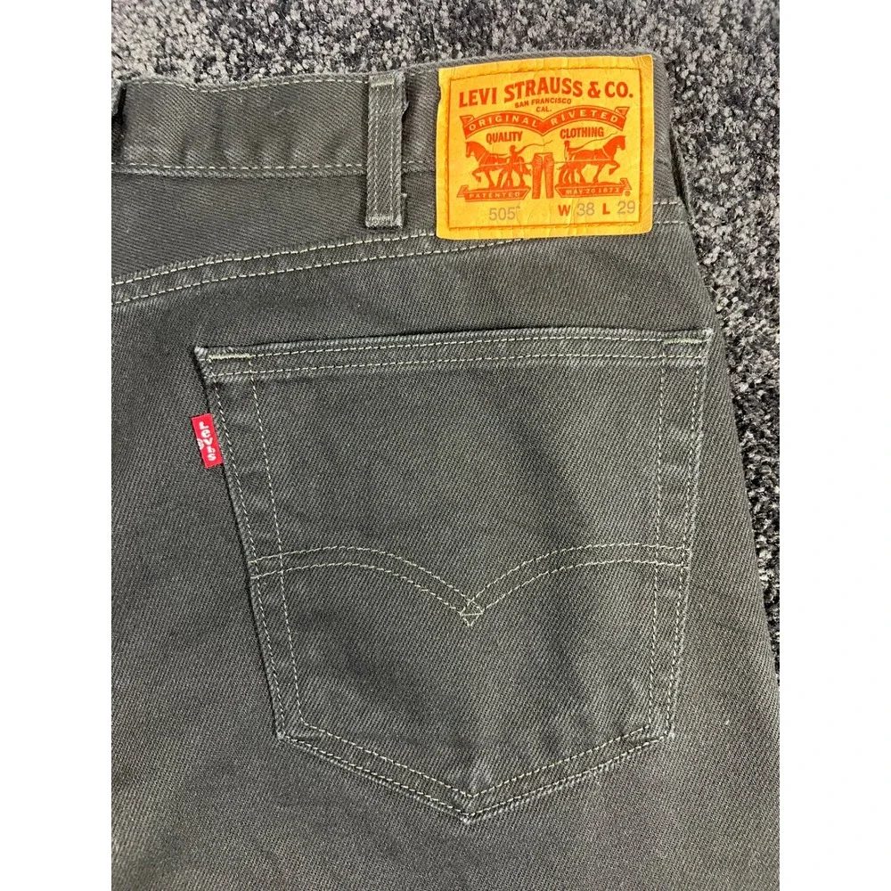 Levi's 505 Regular Fit Jeans Mens W38‎ L29 Gray Denim Pants MINT